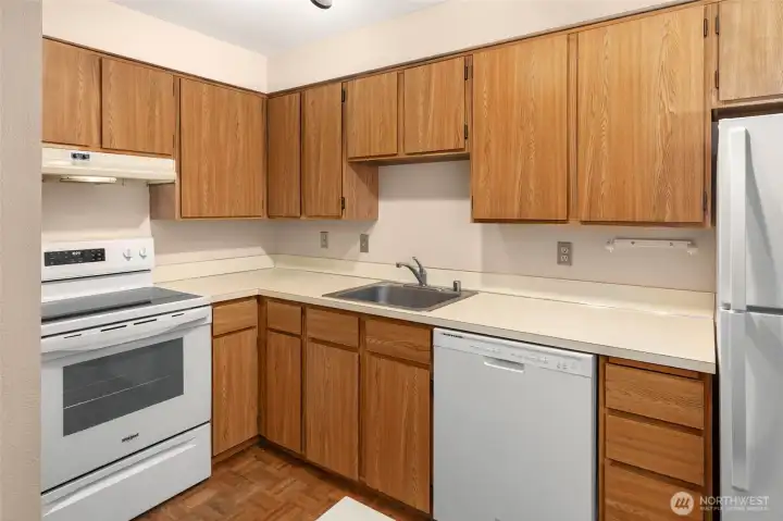 Lots of counter space even in addition to the built-in island.