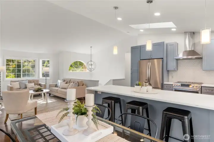 Bright and open spaces with abundant natural daylight.