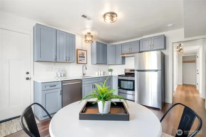 Lower level kitchen is a full size kitchen.