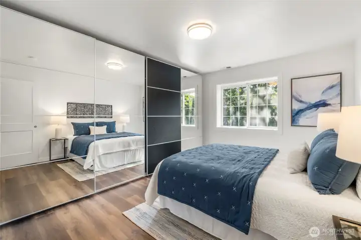 Lower level bedroom with ample storage.