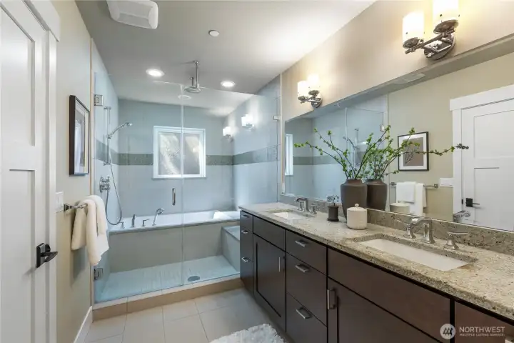 Beautifully appointed primary suite bathroom.