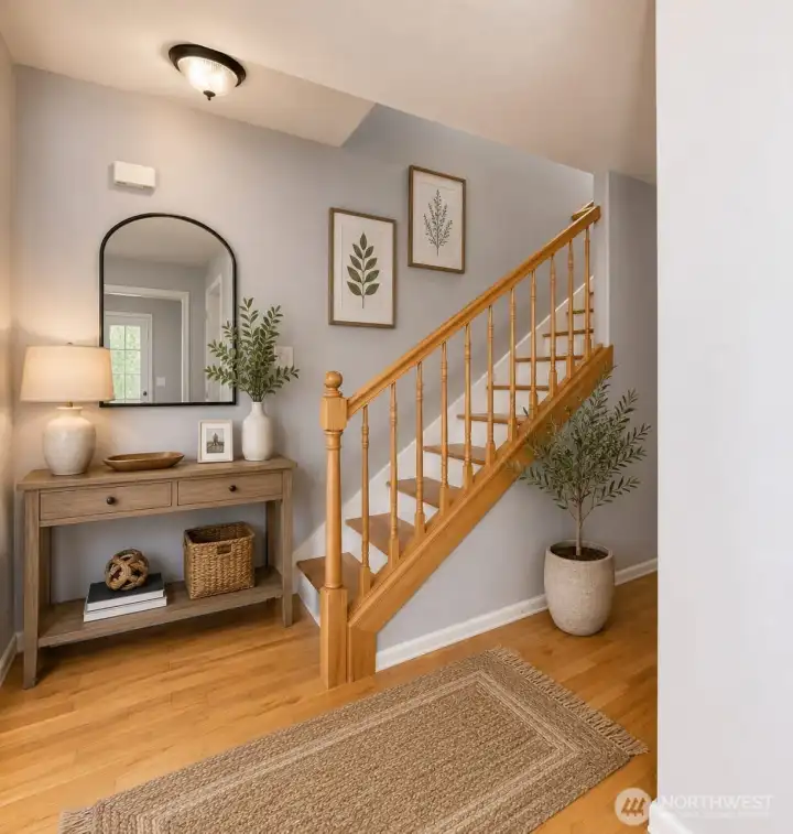 Entry with Access to Main Floor and Upper Floor - Virtually Staged