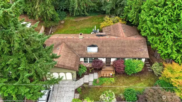 View from above showing nice landscaping & pathways