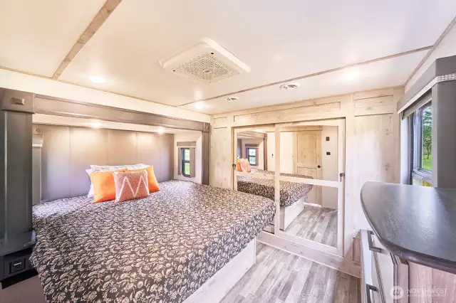 Bedroom 1 has a king bed, large closet, window seat and en-suite bathroom