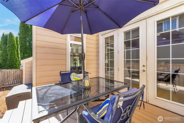Private side deck off dining room