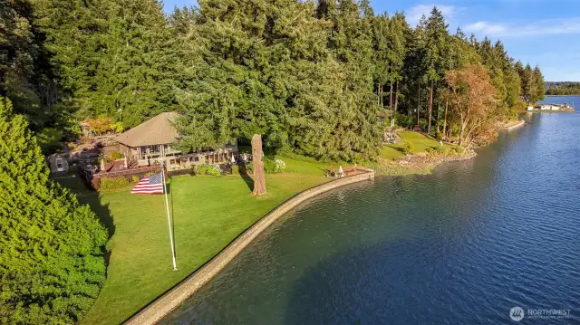 Surrounded by trees and water