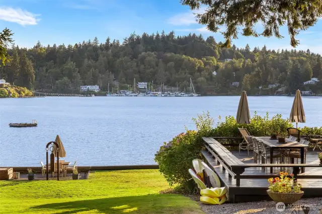 Enjoy the view of the marina from The Deck