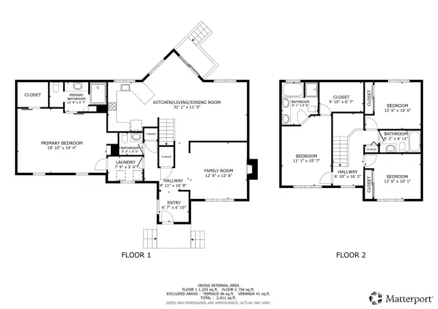 Floor plan - Main house, first and second floor.