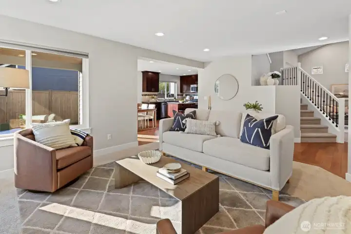Main living space that flows seamlessly into the kitchen