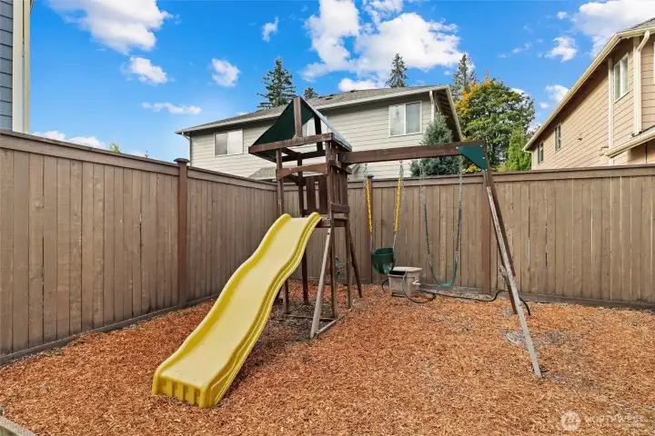 Play structure in backyard
