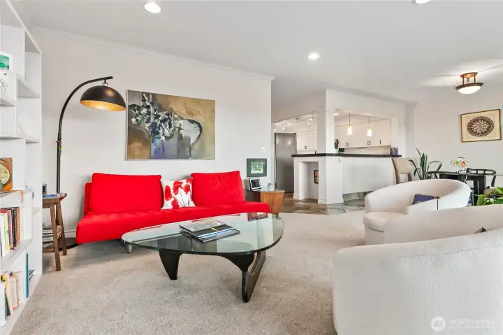 Open floor plan allows everyone to be part of the conversation wherever you are