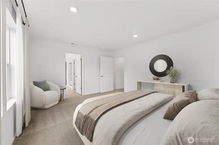Spacious primary suite with ensuite.  Virtually Staged.