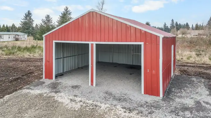 Newly installed metal carport