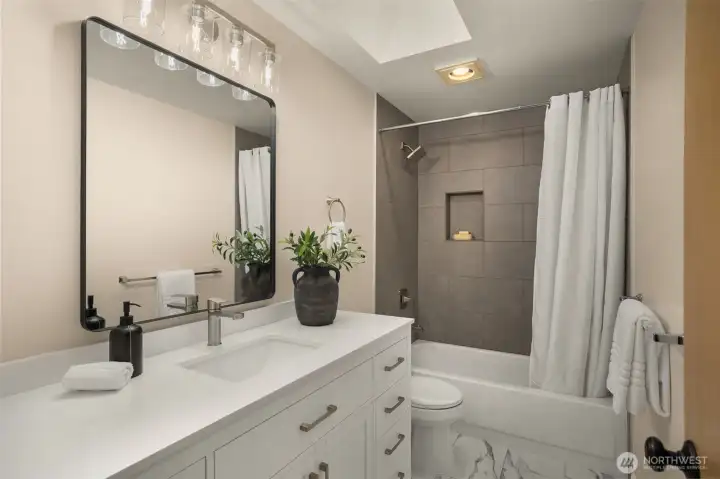 Upstairs hall bathroom has recently been beautifully updated