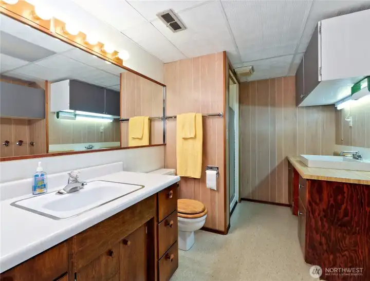 Lower level bath and laundry.