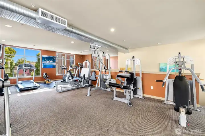 Harbor Square’s exercise room offers a bright, welcoming place to stay active.