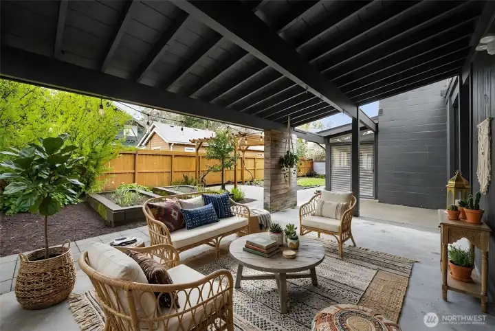 Virtually Staged Beatiful Covered Extended Patio For Entertaining