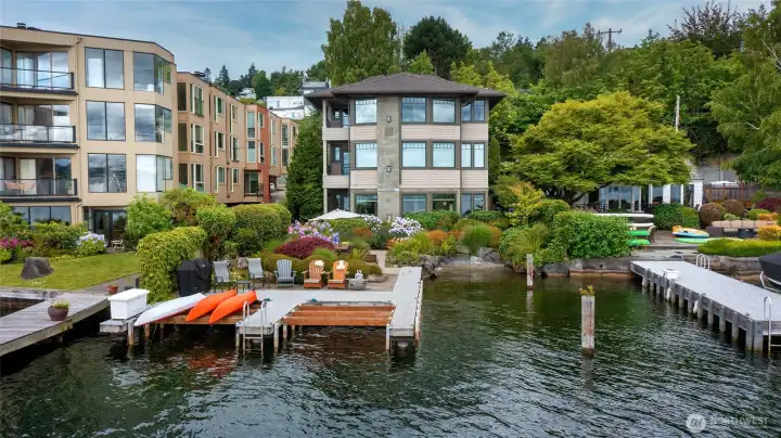 This tight-knit community of only six homes offers owners an enviable waterfront lifestyle and frequent gatherings. It's exceptionally rare to find a condo with so many opportunities to enjoy the water up close. Unit for sale is one of the largest units on the back side.