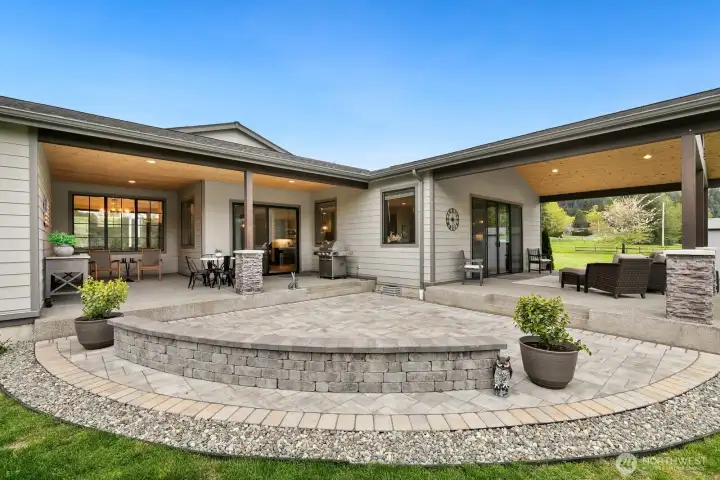 Imagine the outdoor living you will be able to enjoy in these two covered and connected patio areas