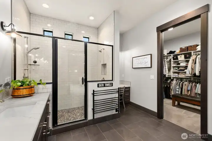 Don't miss the towel warmer...and you will love the extra large custom closet