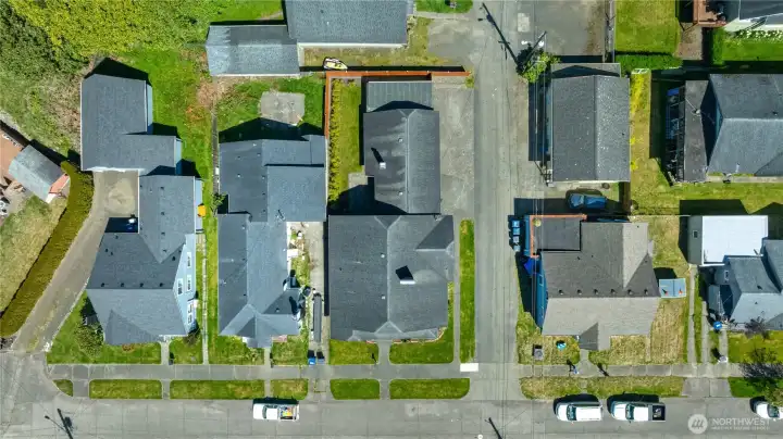 Aerial view of neighborhood