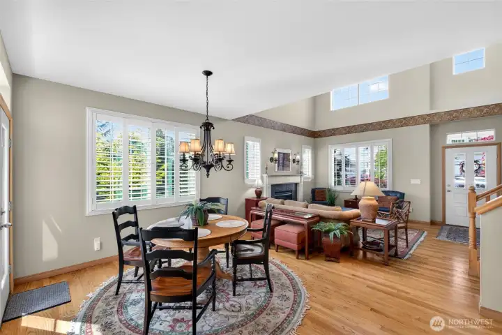 Custom shutters are on many windows in the home