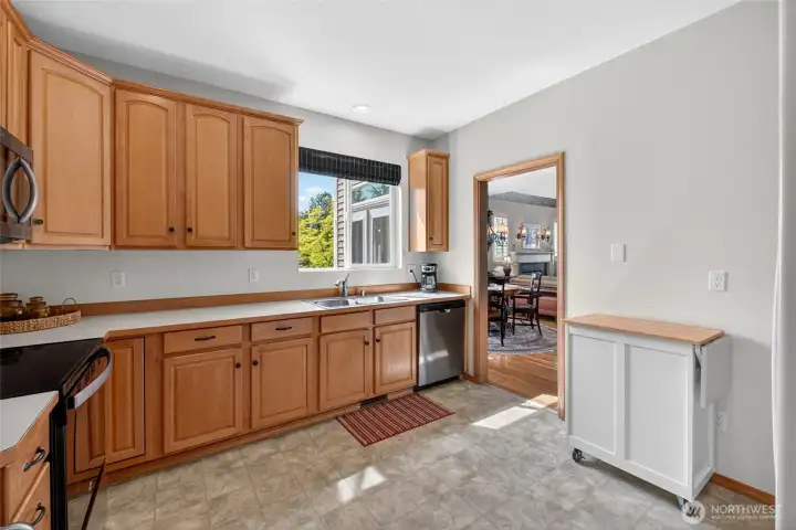 Look out over the beautiful yard while doing your dishes!