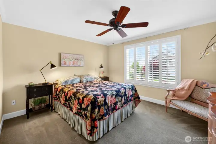 Comfortable sized Upstairs Primary Bedroom has room for your favorite pieces of furniture