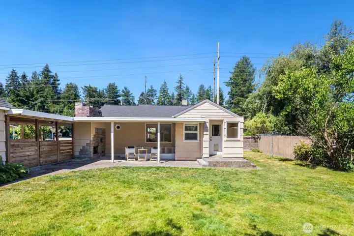 View of the back of the house from the yard.