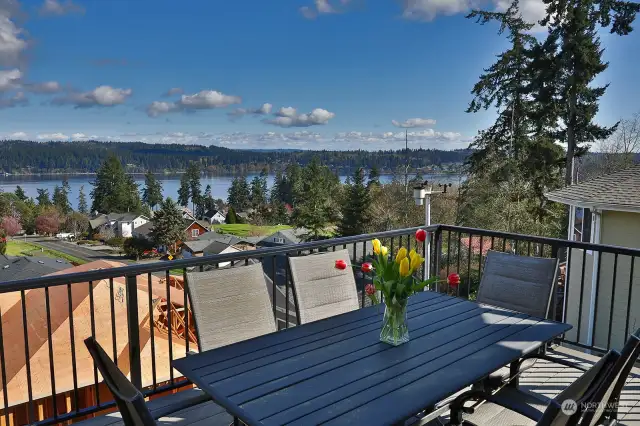 Spacious deck with enough room for outdoor dining or a simple soak in the sun.