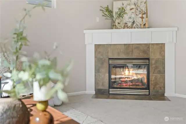 Gas fireplace ready to keep you warm & cozy during the cold winter months