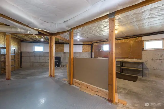 Tons of space for a shop or hobbies in the basement.