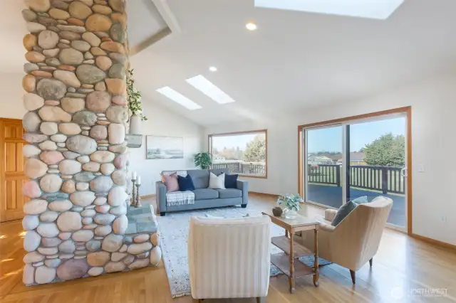 Skylights and large windows letting in amazing natural light.