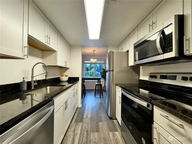 Completely remodeled kitchen with all new stainless steel appliances that stay!