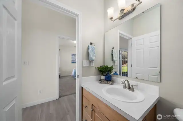 Half bath located on the main level is great for guests.