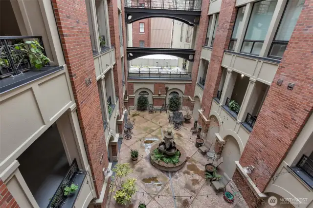 Italian inspired courtyard with fountain