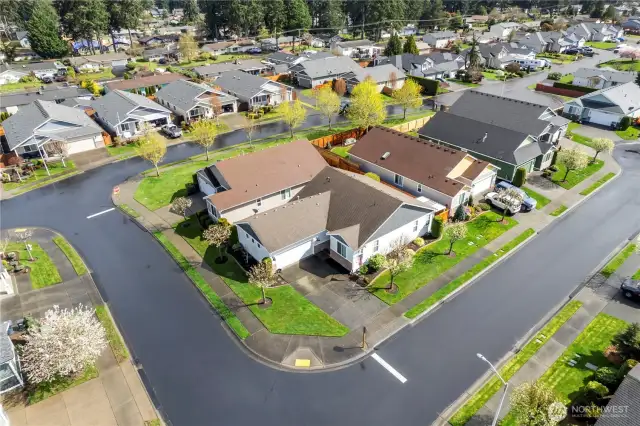 Birds eye view of home on corner lot