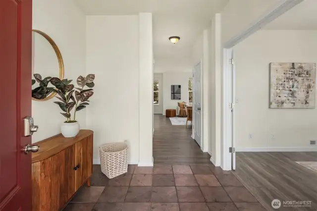 The entry with access to the den overlooking the front yard.