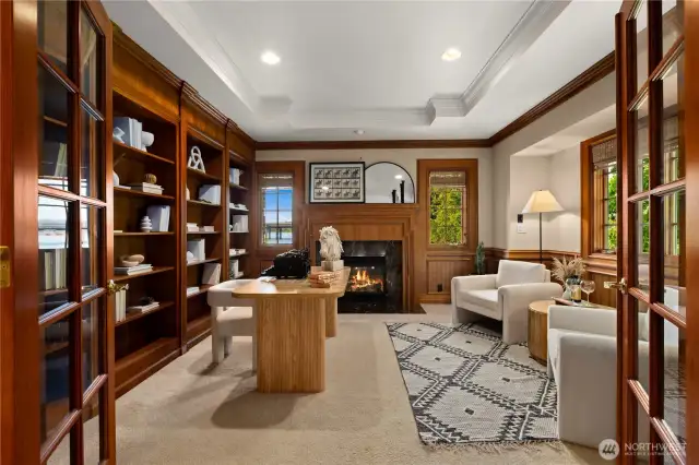 Office on the 2nd level with lake views.