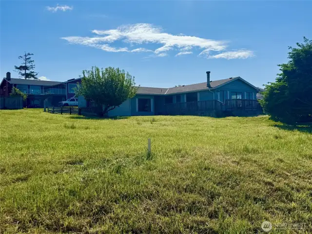 Looking east to house