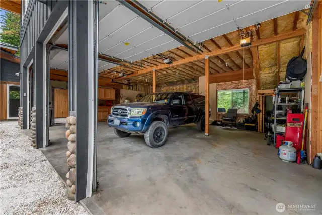 Whether you’re wrenching, building, or just gearing up for your next mountain adventure, this oversized shop offers all the space, storage, parking and rugged charm to make it happen.