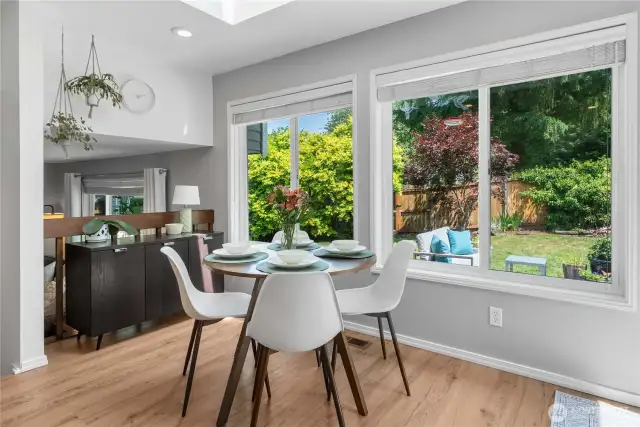 Take in the serene landscape from the stylishly updated dining nook!
