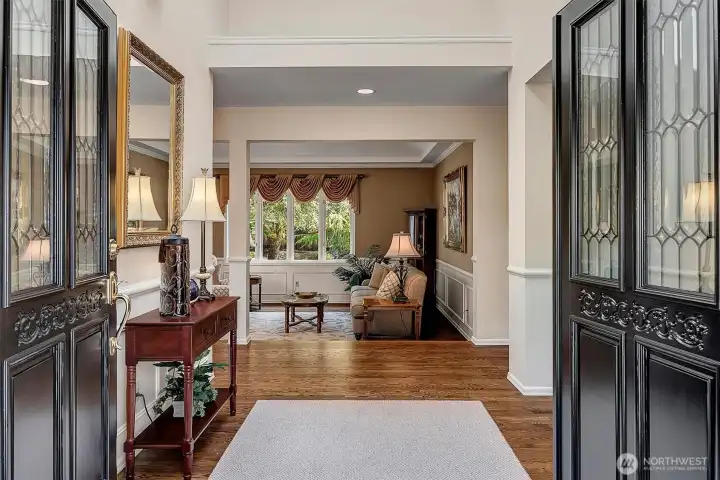 Leaded Glass Double Door Entry.