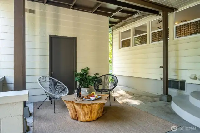 Covered patio and storage area