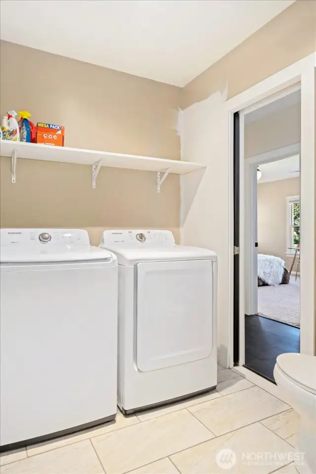 Main floor laundry with toilet - easily made into laundry closet and 3/4 bath