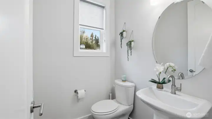 A bright and conveniently located half bath on the main level.