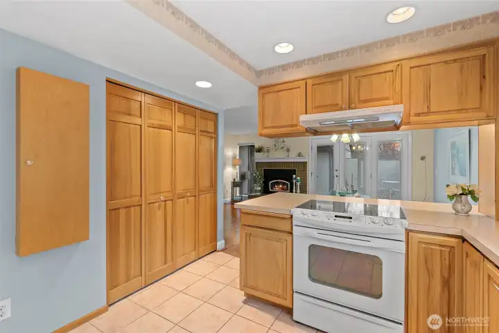 Kitchen looking at closet for Washer & Dryer