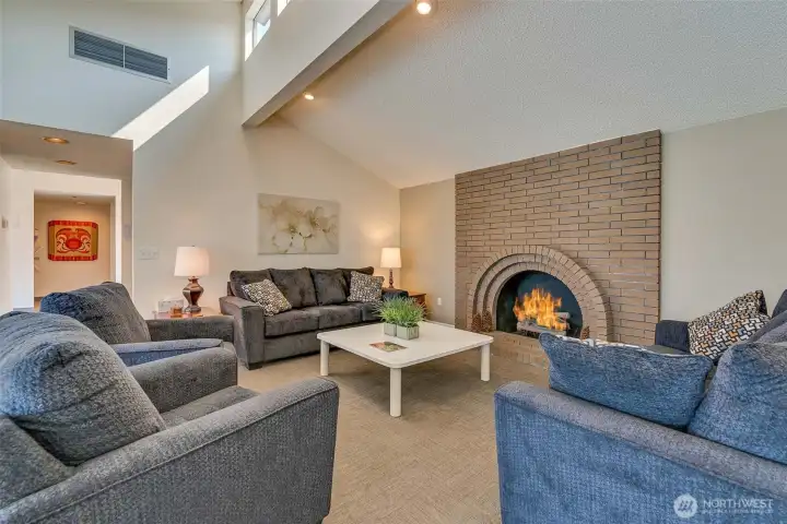 Clubhouse Gathering Room and Fireplace