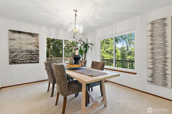 Large and bright dining off the living room for separate but connected spaces