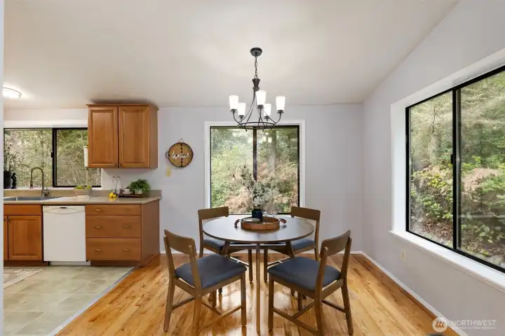 Dining room off the living room and kitchen.